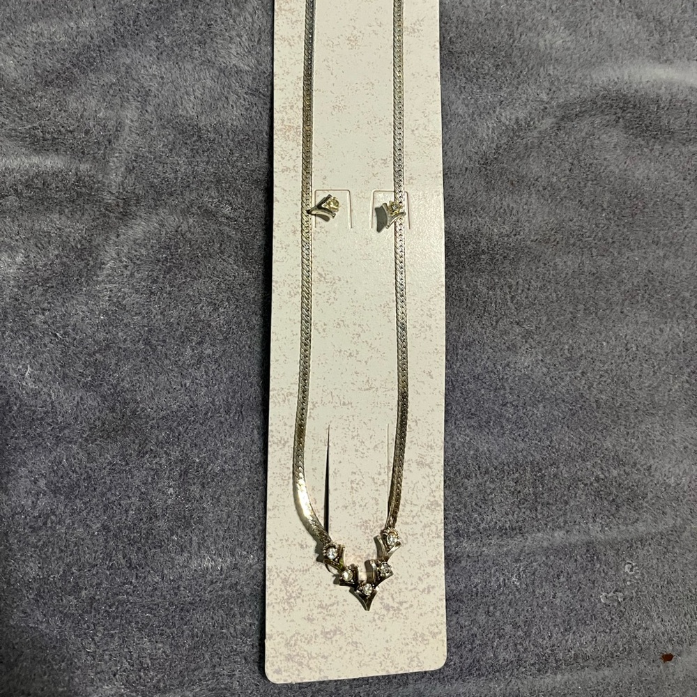Silver and rhinestone necklace/earring set